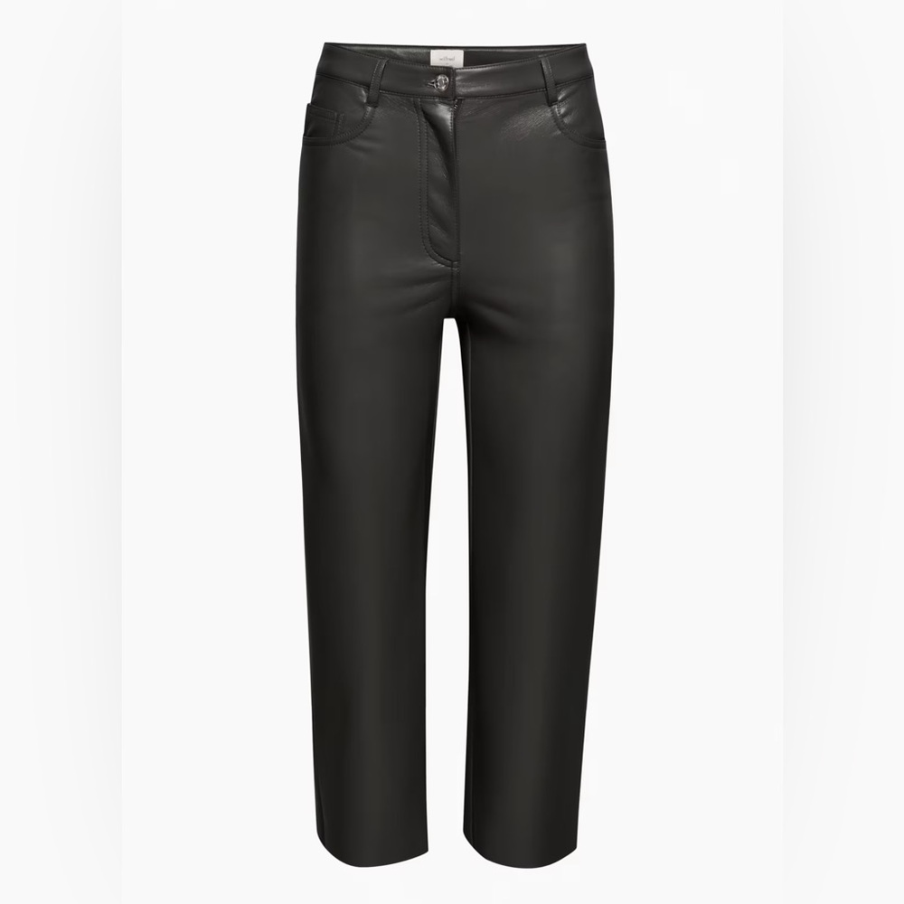 Aritzia Wilfred Melina Crop Black Vegan Leather Pants, Size 00